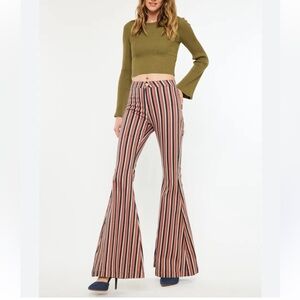 Kan Can Jaqueline Super Flare Striped Western Jeans Size 28
